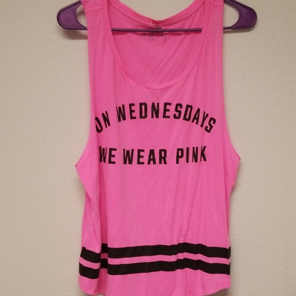on Wednesdays we wear pink muscle tank